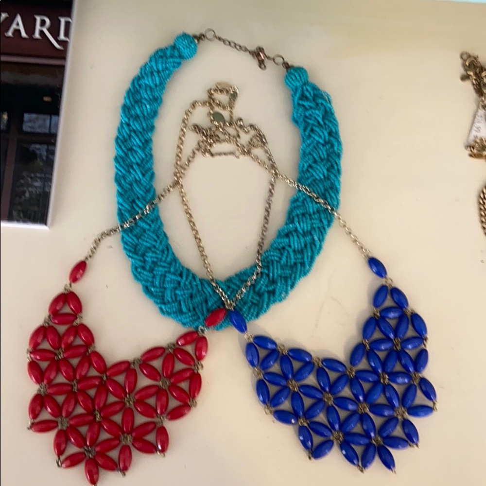 3 costume jewelry necklaces from local boutique